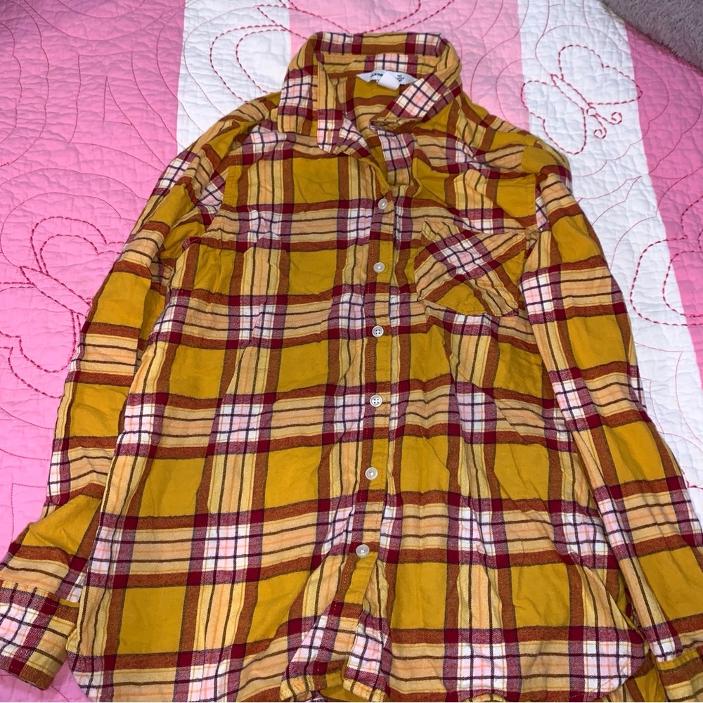 Plaid Button Down Shirts - Brown, Maroon, Yellow - Picture 2 of 9